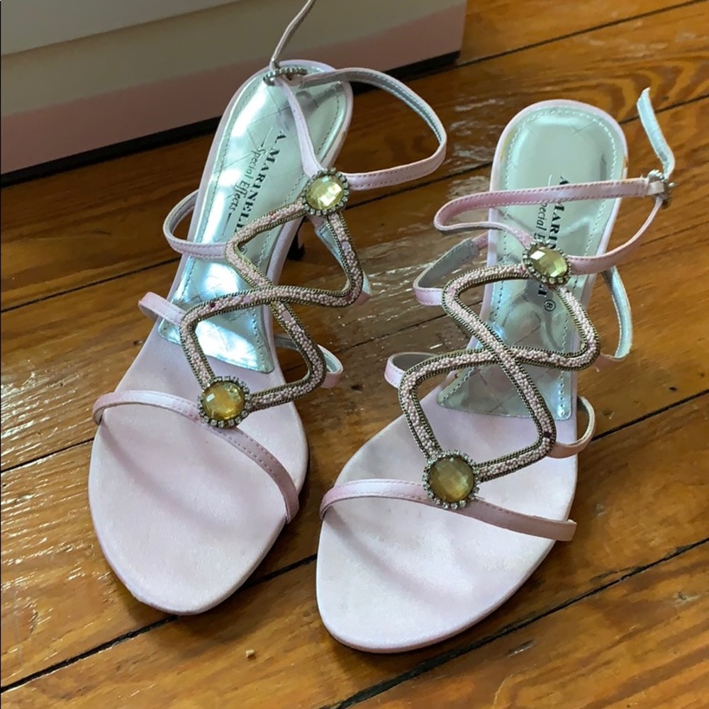 Strappy pink heels